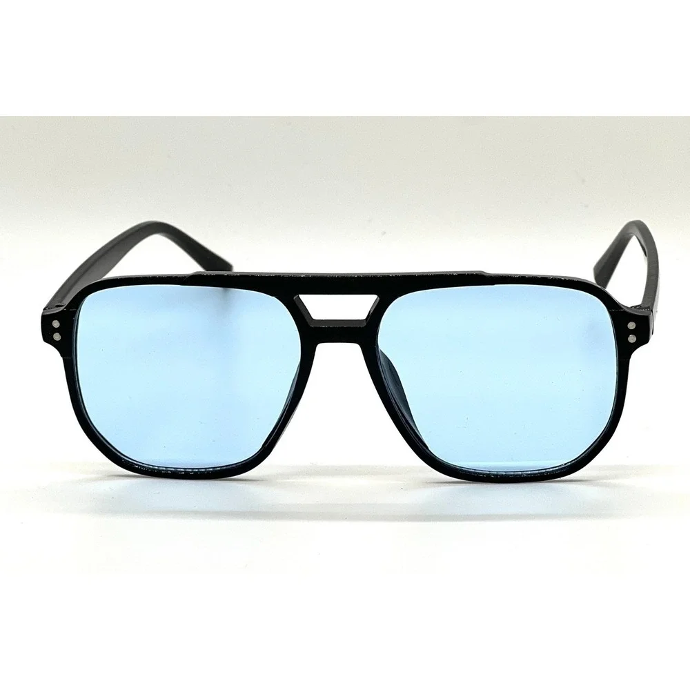 Men Sunglasses Blue Lens Pilot Style Retro Rectangular Outfit‎ Trendy Model 2026